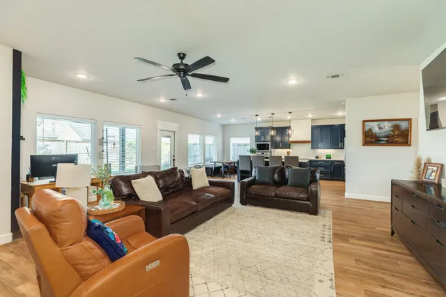 a living room with furniture