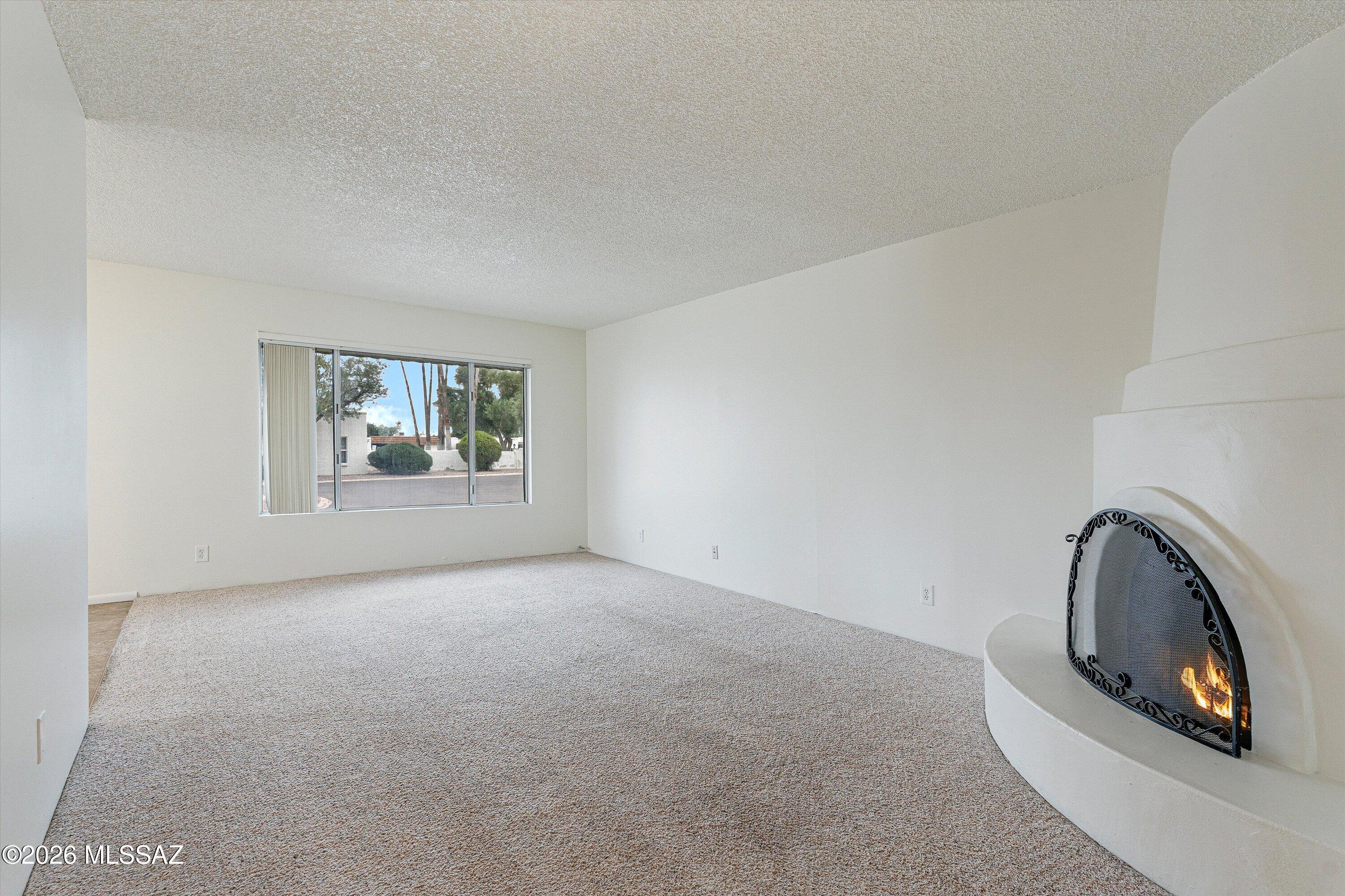 660 East River Road, Unit J Tucson, AZ 85704 - Photo 5 of 27 Living Room with Fireplace
