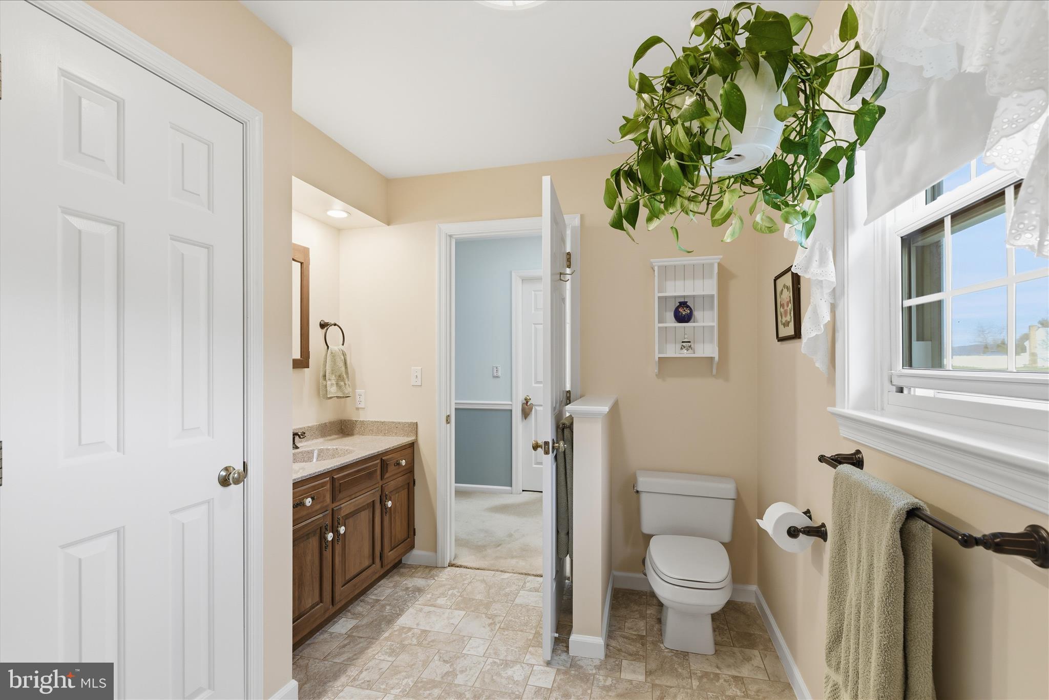 546 Hi View Drive Lititz, PA 17543 - Photo 37 of 65 a spacious bathroom with a granite countertop toilet a sink and a mirror