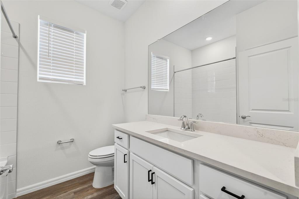 31463 Paper Birch Street Wesley Chapel, FL 33545 - Photo 31 of 40 a bathroom with a sink a toilet and a mirror