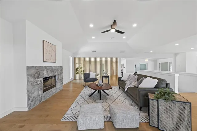 a living room with furniture