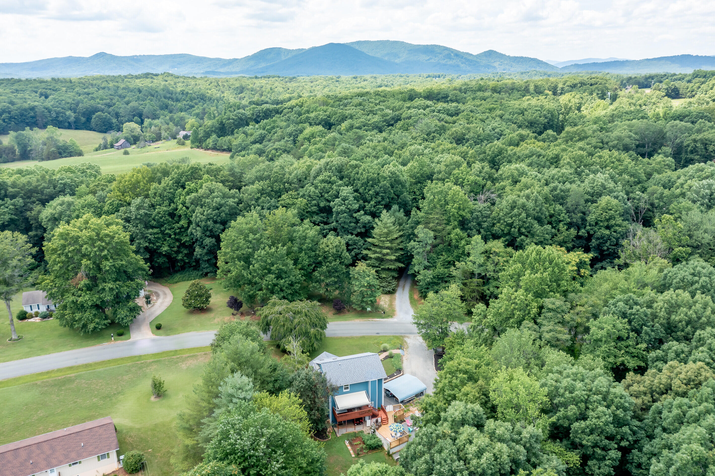 1096 Farmington Road Hardy, VA 24101 - Photo 47 of 54 an aerial view of green landscape with trees houses and mountain view