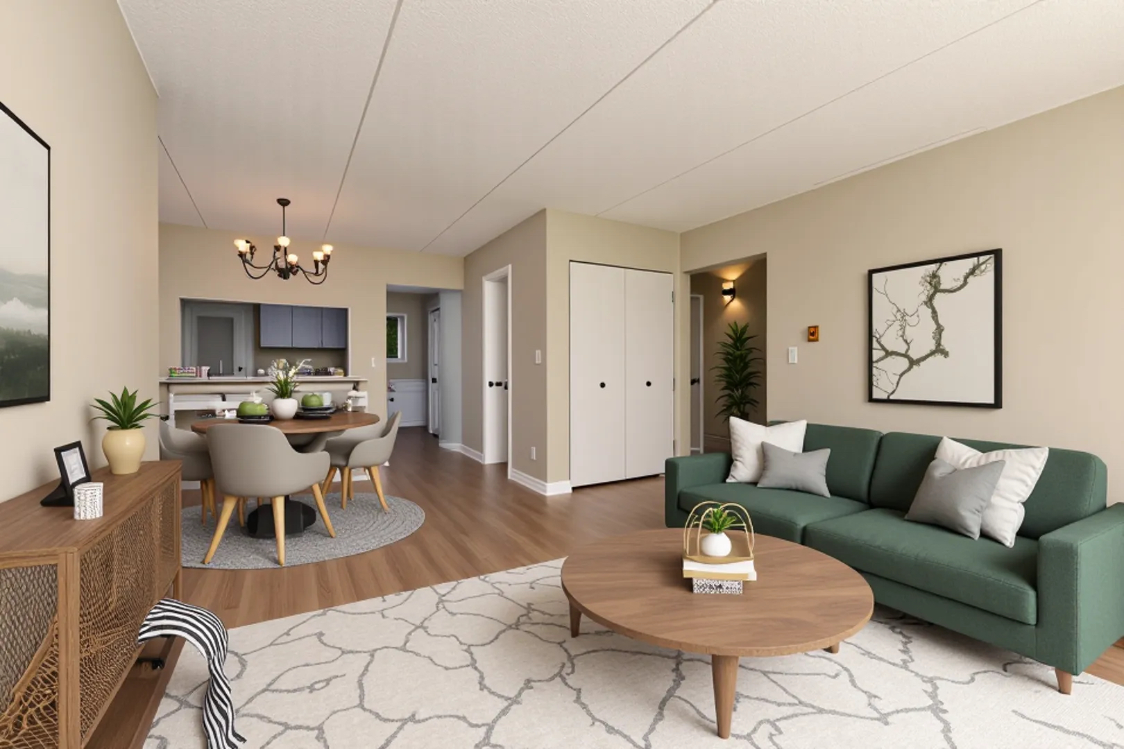 953 North Rohlwing Road, Unit GB Addison, IL 60101 - Photo 4 of 25 a living room with furniture and a chandelier