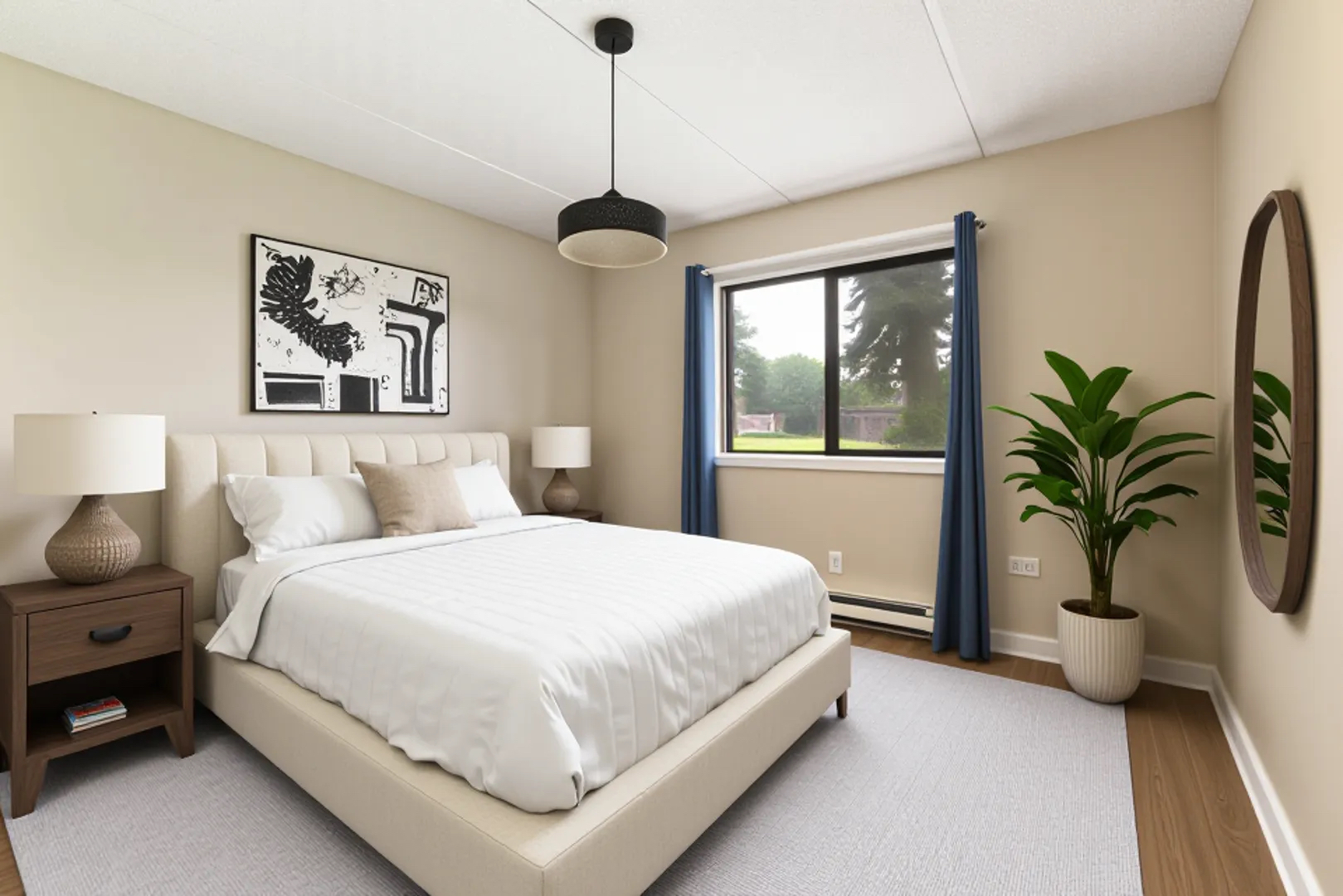 953 North Rohlwing Road, Unit GB Addison, IL 60101 - Photo 7 of 25 a bedroom with a large bed and a potted plant