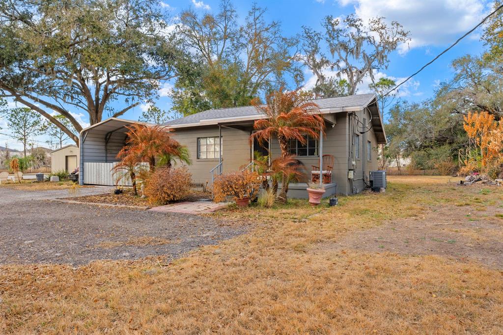 a view of a house with a patio