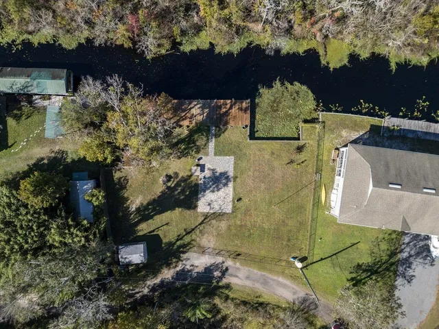 an aerial view of a house
