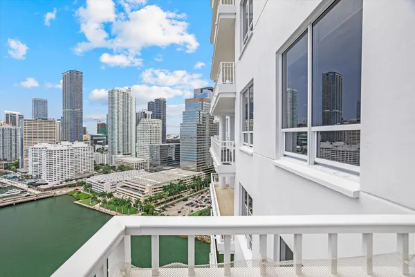 a view of city from balcony