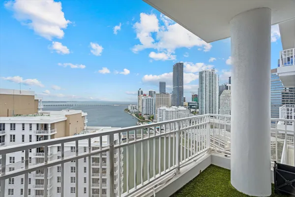 a view of city from a balcony