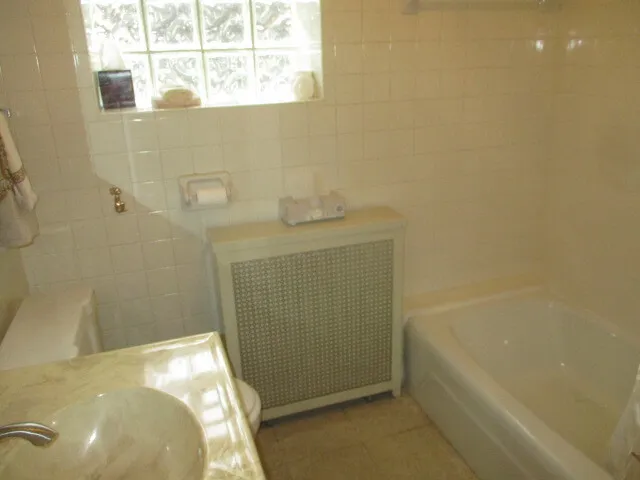a bathroom with a tub