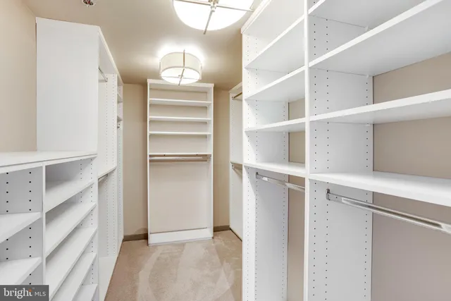 a view of an empty walk in closet