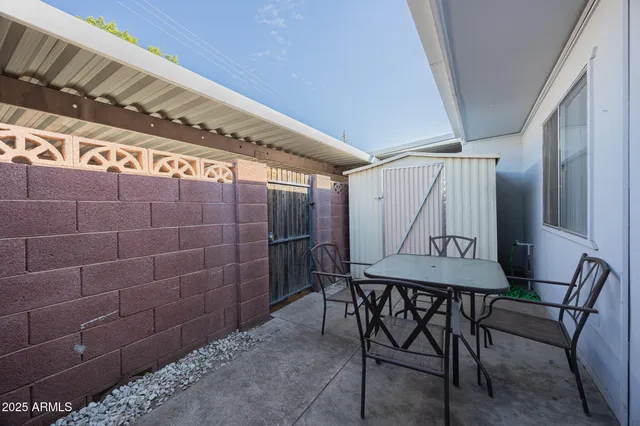a table and chairs in a room