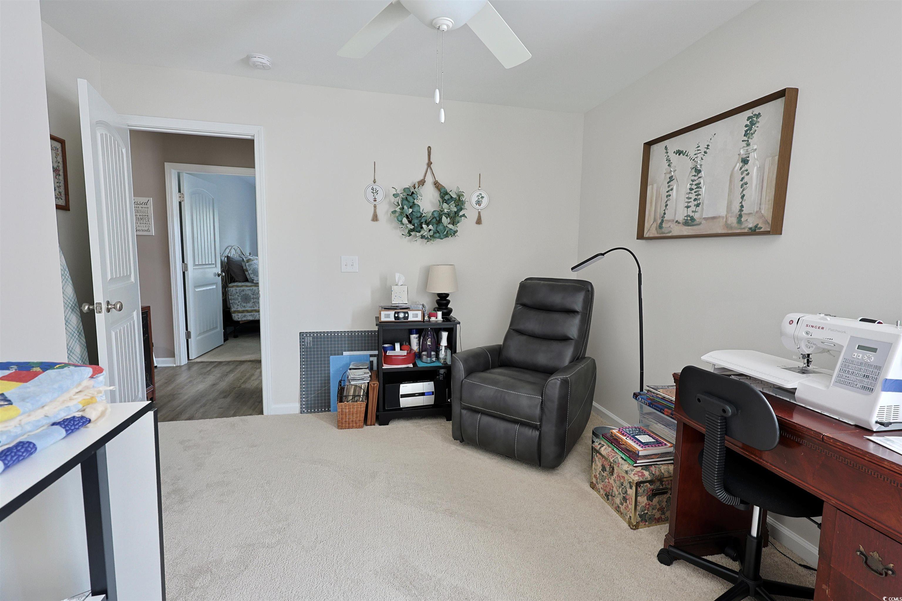 3604 Church Street Loris, SC 29569 - Photo 14 of 34 Home office with carpet flooring and ceiling fan