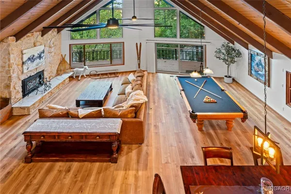 a view of balcony with furniture