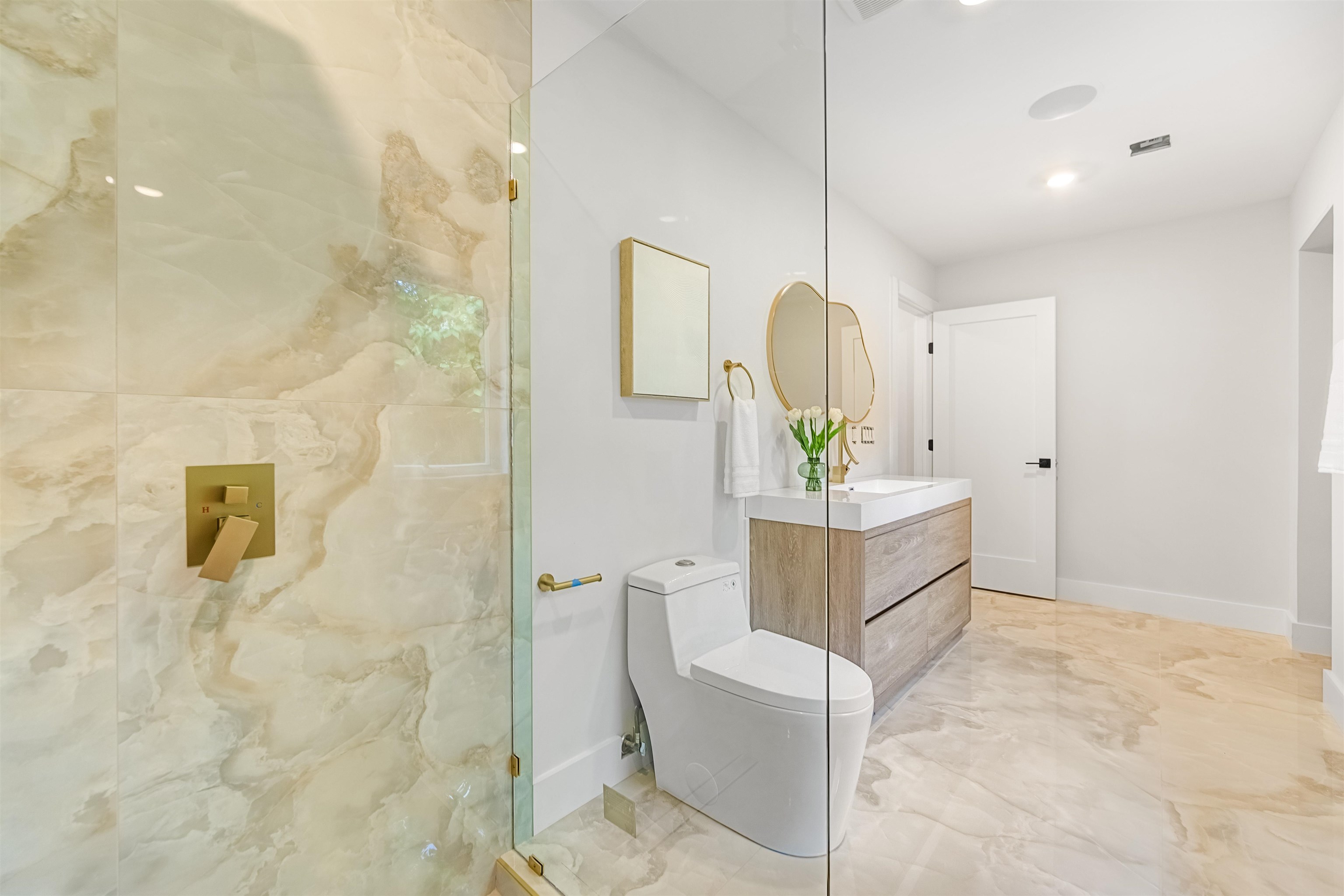 429 Riverside Avenue Rutherford, NJ 07070 - Photo 14 of 26 a bathroom with a sink a mirror and a shower