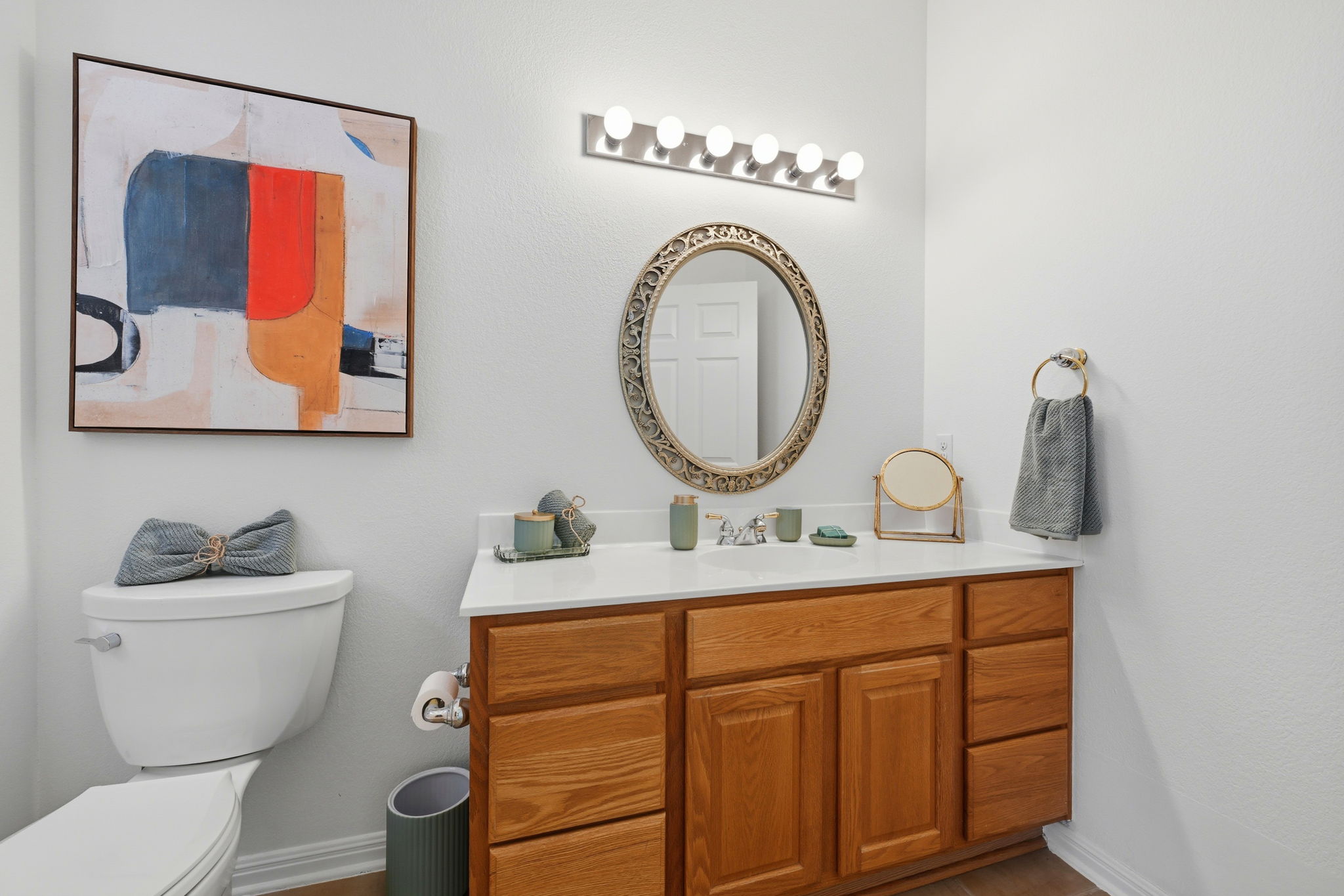 708 Texas Drive Georgetown, TX 78633 - Photo 14 of 27 Primary bathroom with plenty of cabinet and counter space.