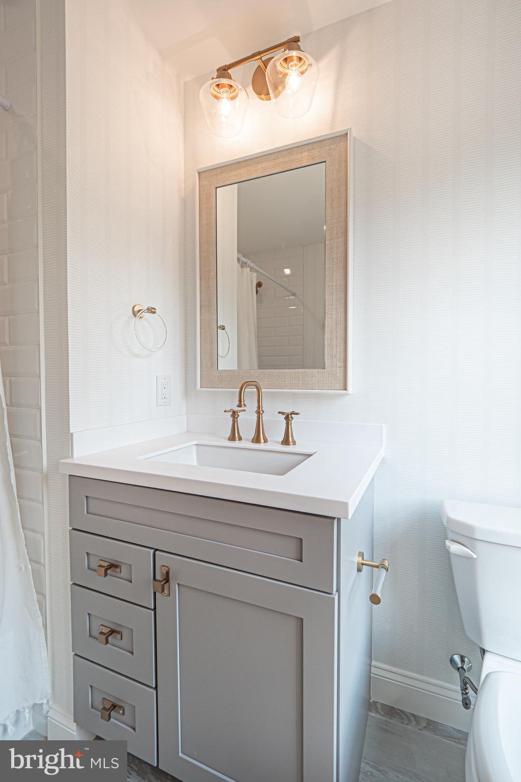 2 Timber Mill Lane, Unit SERENO Landenberg, PA 19350 - Photo 45 of 62 a bathroom with a toilet a sink a vanity and mirror