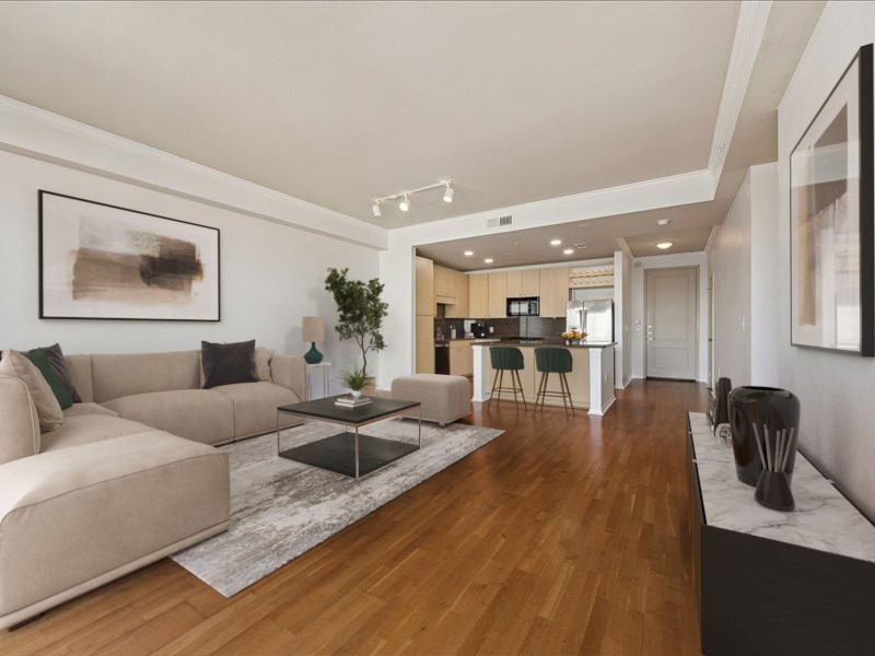 3505 Sage Road, Unit 1603 Houston, TX 77056 - Photo 26 of 28 Experience contemporary living in this stunning open-concept floor plan, which boasts soaring ceilings and sound-resistant concrete walls that enhance privacy and energy efficiency. The spacious layout offers a perfect balance of elegance, comfort, and functionality.