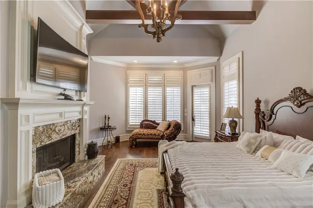 a view of hallway with wooden floor