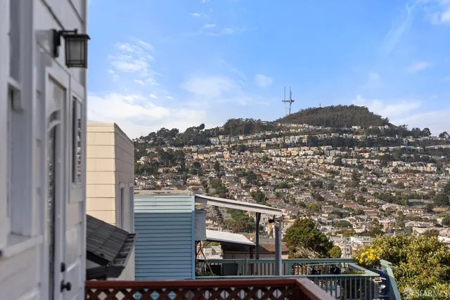 a view of a city from a balcony