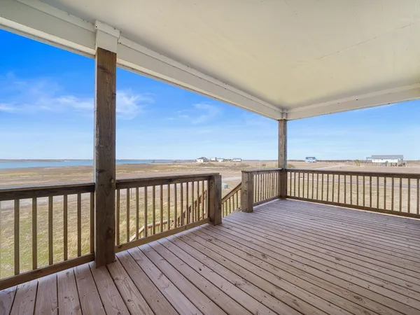 a view of wooden balcony