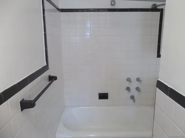 a bathroom with a bathtub