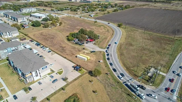 an aerial view of a swimming pool