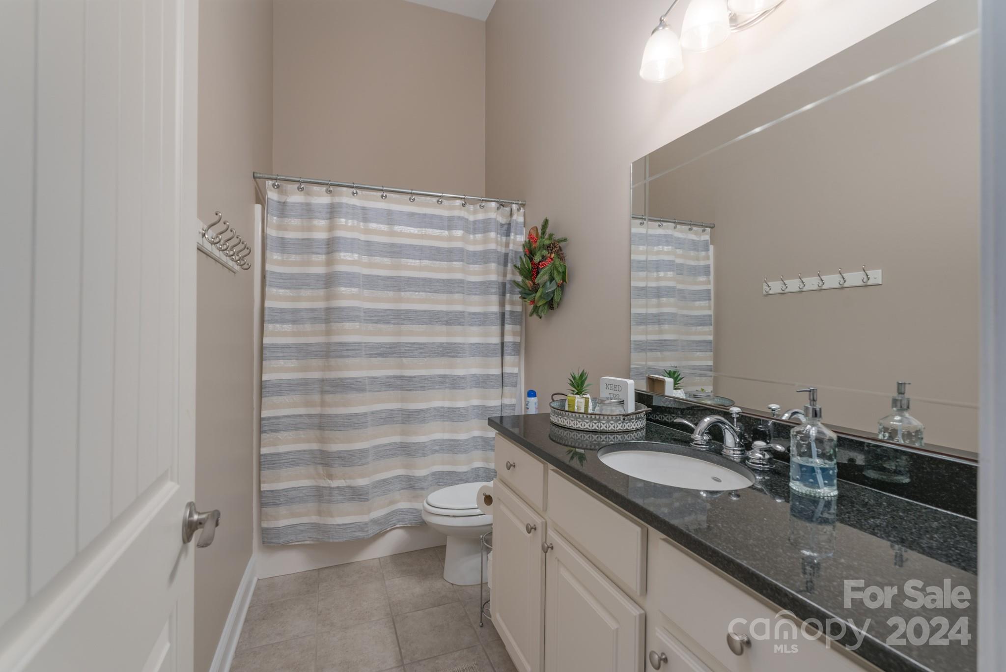 638 Deerfield Road Mount Gilead, NC 27306 - Photo 32 of 48 a bathroom with a granite countertop sink toilet and shower