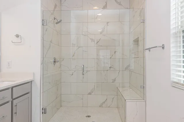 a bathroom with a shower