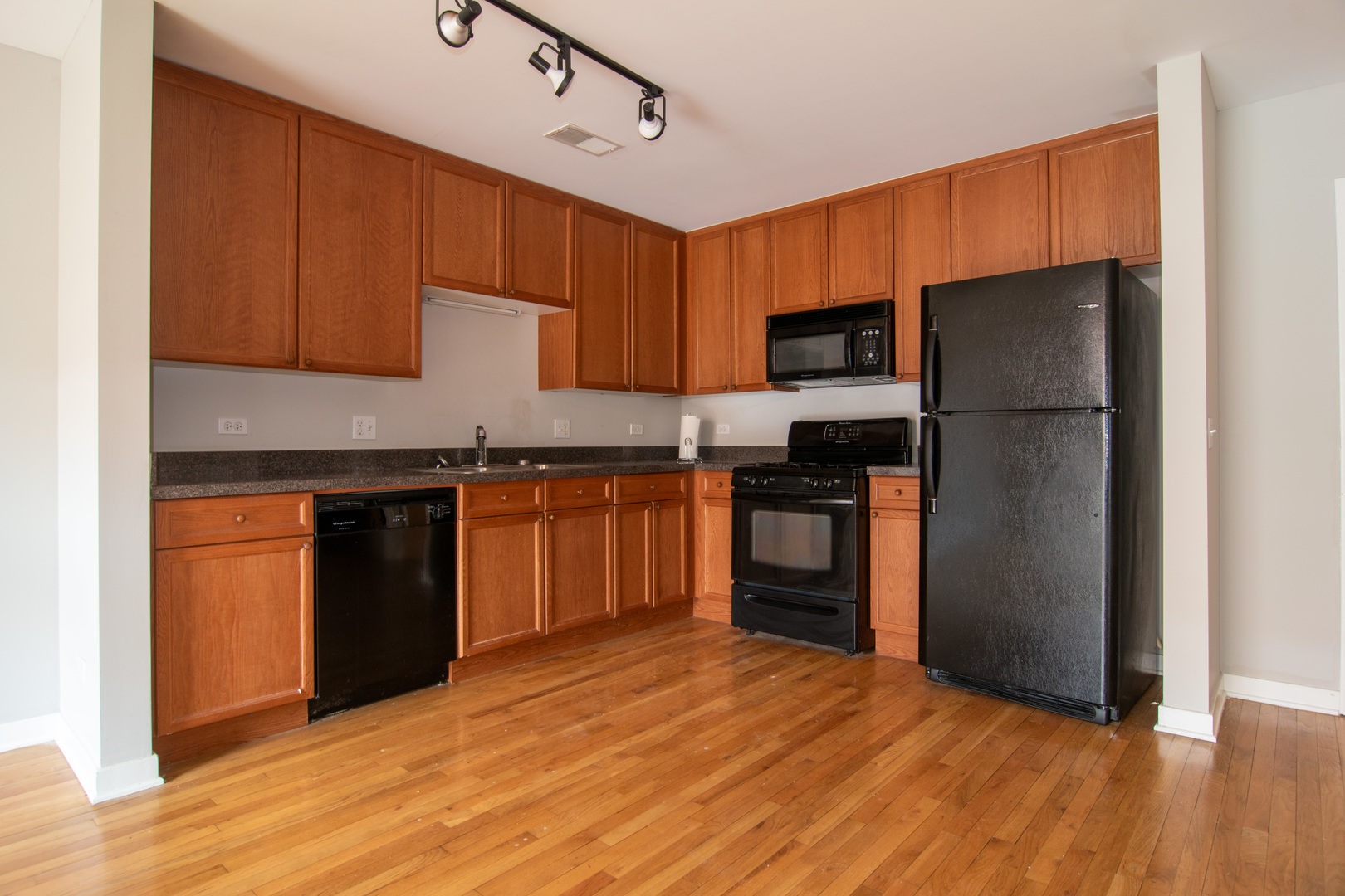 1900 South State Street, Unit 203 Chicago, IL 60616 - Photo 2 of 9 a kitchen with stainless steel appliances granite countertop a refrigerator stove top oven and sink