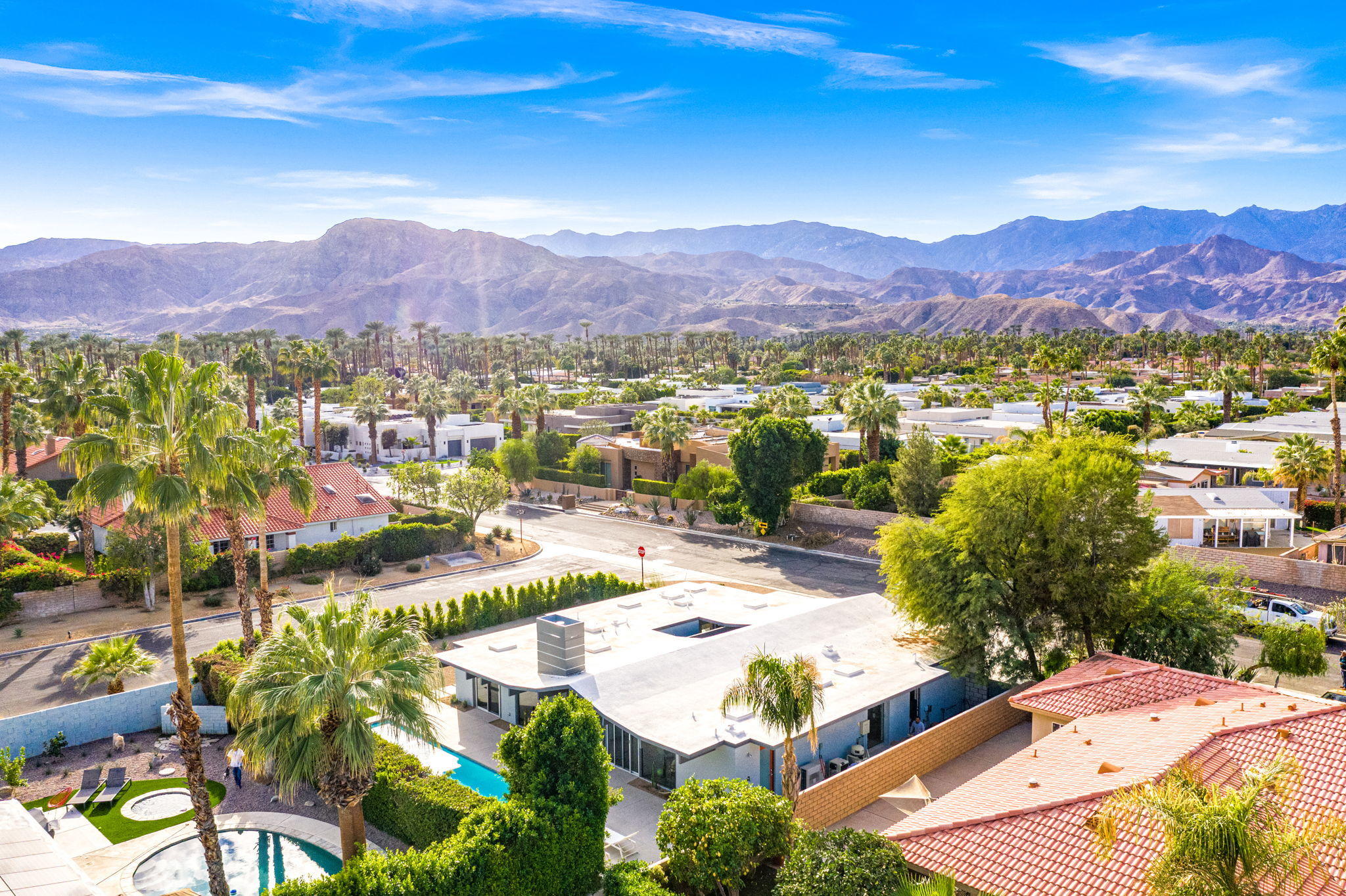 36668 Palm View Road Rancho Mirage, CA 92270 - Photo 44 of 49 a view of a terrace with a mountain