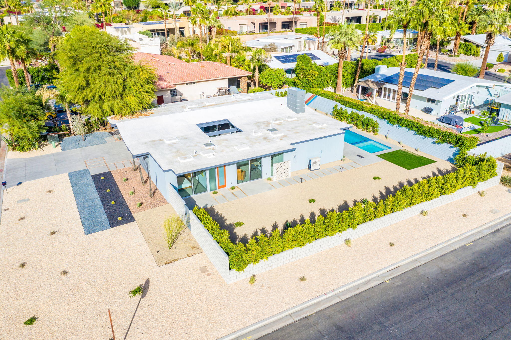 36668 Palm View Road Rancho Mirage, CA 92270 - Photo 46 of 49 an aerial view of a house with a swimming pool