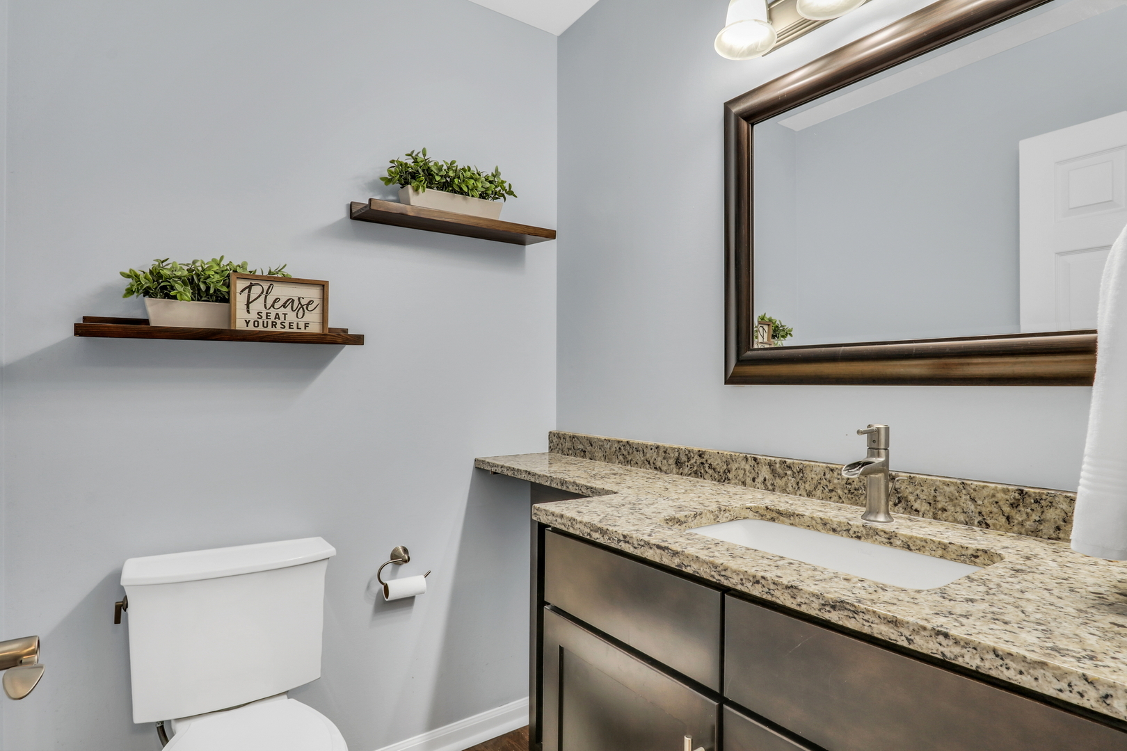 6183 Old Farm Lane Gurnee, IL 60031 - Photo 30 of 52 a bathroom with a granite countertop sink and a mirror