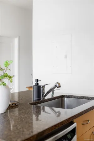 a view of a building with a large window