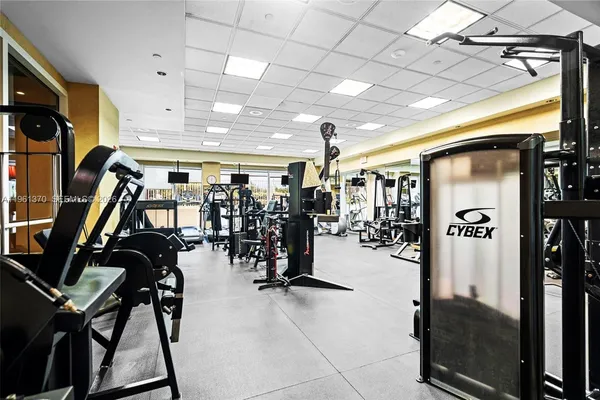 a view of a room with gym equipment