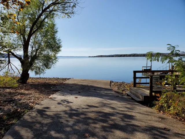 a view of a lake with a mountain
