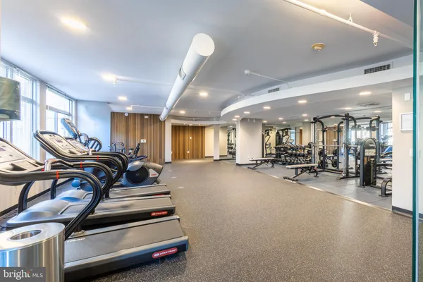 a view of a room with gym equipment