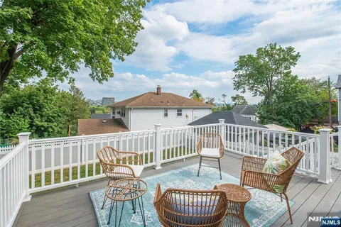a view of a chair in wooden deck