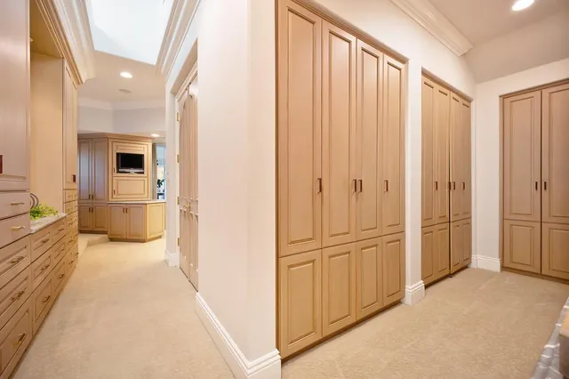 a view of a street with a building in the background