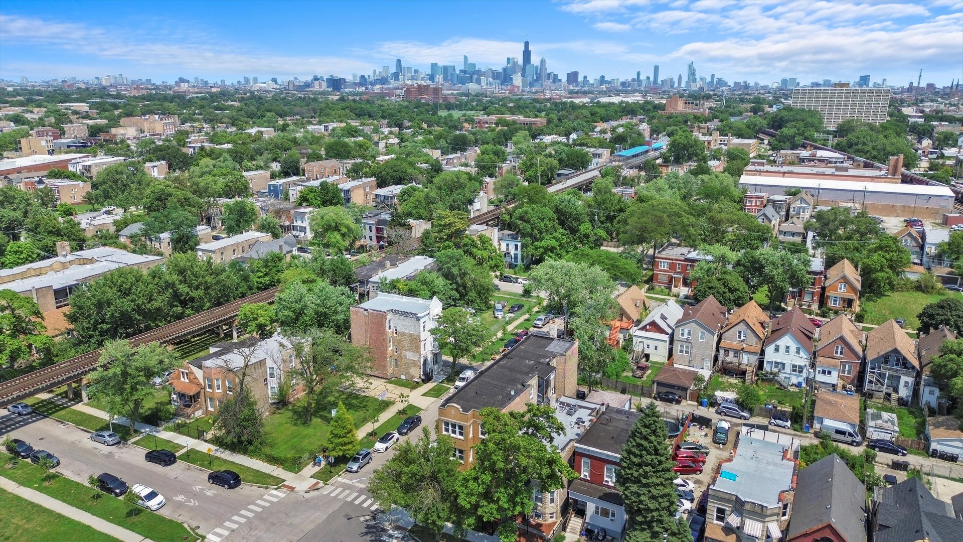 3349 West 21st Street Chicago, IL 60623 - Photo 5 of 14 an aerial view of a city with lots of residential buildings