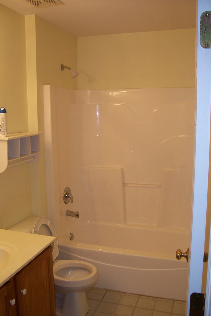523 North Red Deer Road Round Lake, IL 60073 - Photo 14 of 14 a bathroom with a granite countertop toilet and a shower