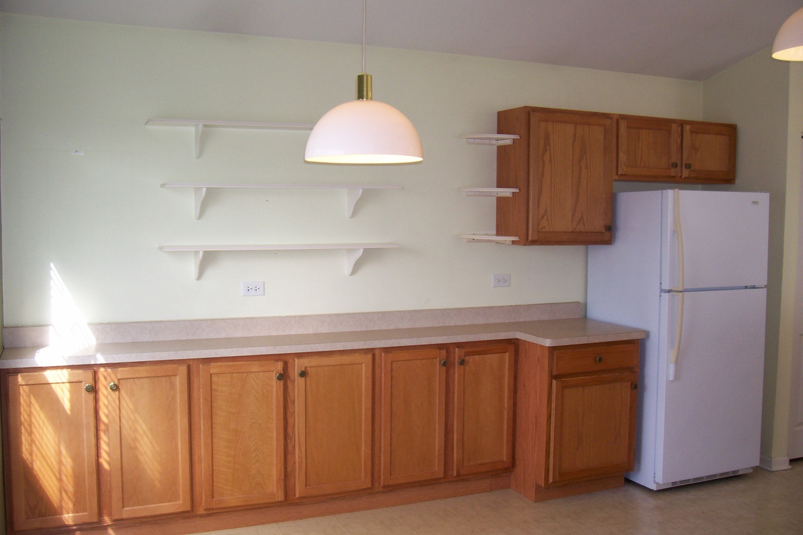 523 North Red Deer Road Round Lake, IL 60073 - Photo 6 of 14 a kitchen with wooden cabinets and a refrigerator