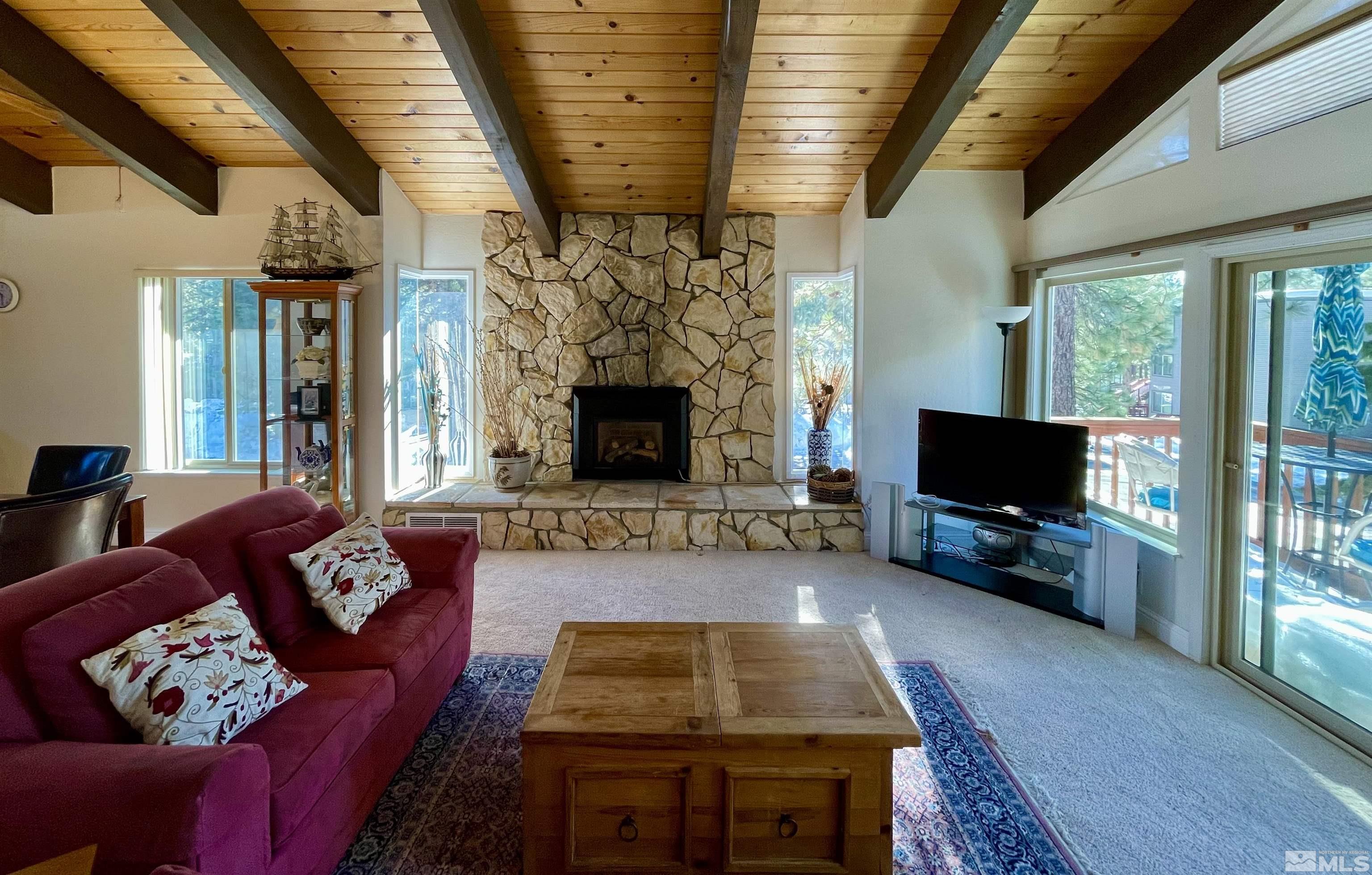126 Spooner Lane, Unit B Stateline, NV 89449 - Photo 3 of 37 a living room with furniture and a flat screen tv