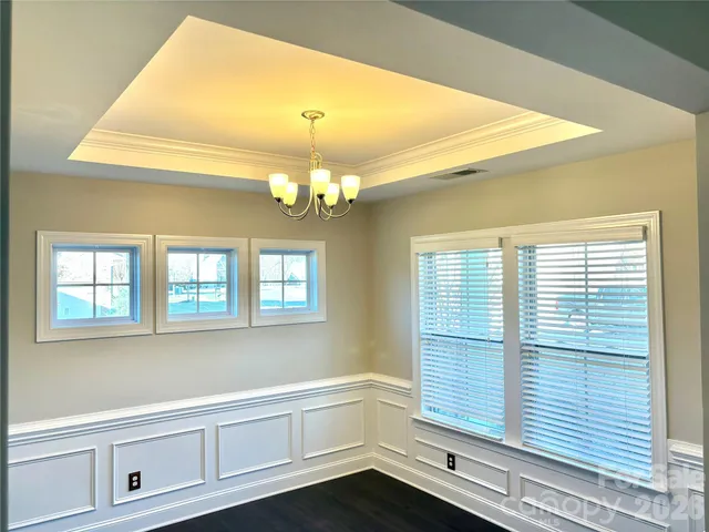 a view of a livingroom with a chandelier
