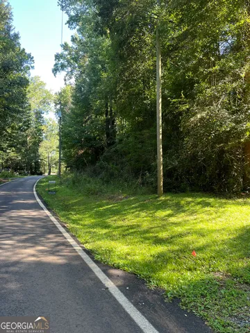 a view of a pool with a yard
