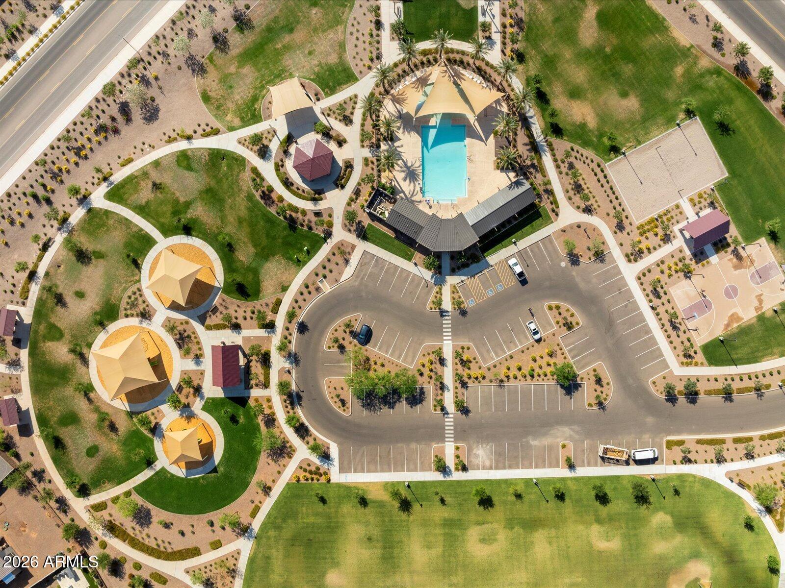 2392 Grenache Road San Tan Valley, AZ 85143 - Photo 31 of 67 an aerial view of a house with swimming pool and