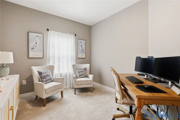 a workspace with furniture and a couch