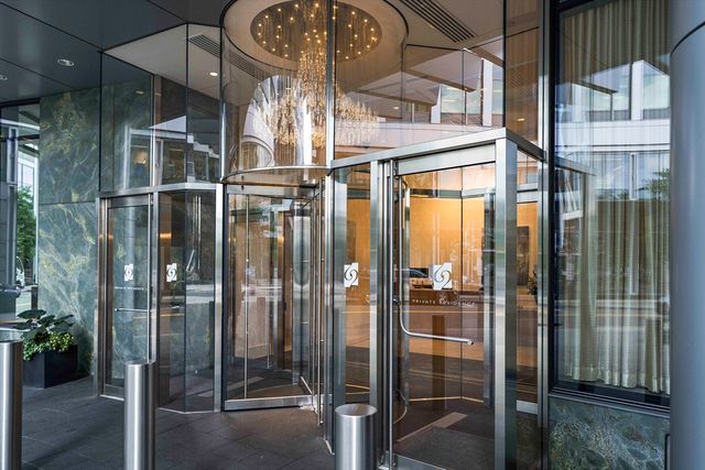 a view of a glass door with glass door