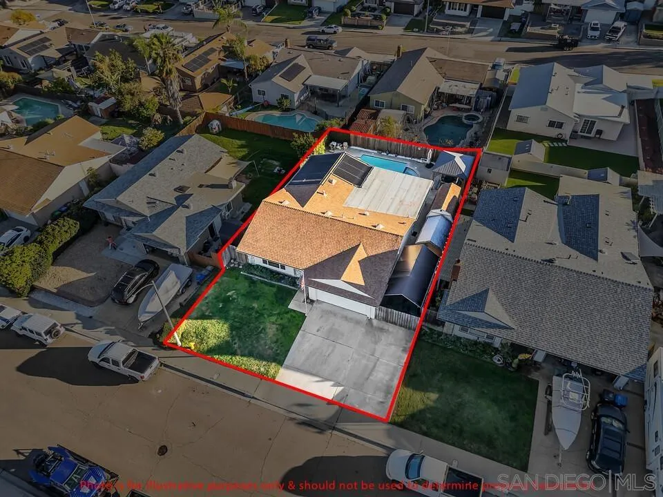 10143 Maple Tree Road Santee, CA 92071 - Photo 36 of 43 an aerial view of a house with a yard pool outdoor seating and outdoor kitchen