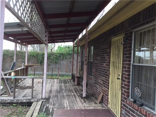 a view of porch with seating space
