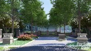 a view of a park with plants and trees